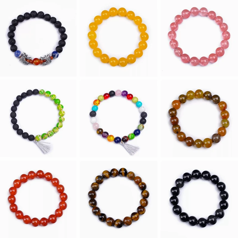 

Natural stone bracelet Transfer Luck Purple Pearl Bracelet Chakra Yoga Volcanic Stone 8mm Round Stone Beads Bracelets For Women