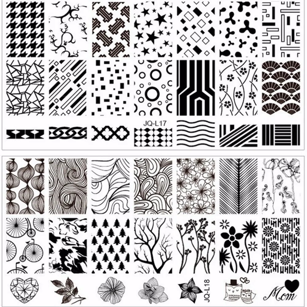 

2 PCS 6*12cm Nail Stamping Plates DIY Image Konad Nail Art Manicure Templates Stencils Salon Beauty Polish Tools 2018 Hot