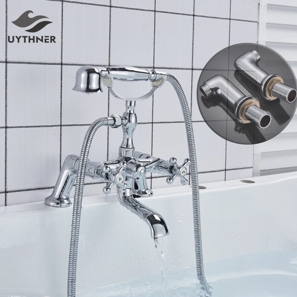 Luxury Golden Polish Bathtub Faucet Mixer Tap Telephone Style With