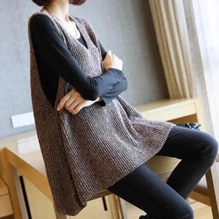 

Lady V Neck Knitted Vest Loose Fit Korea Style Fashion Spring Waistcoat Plus Size E3