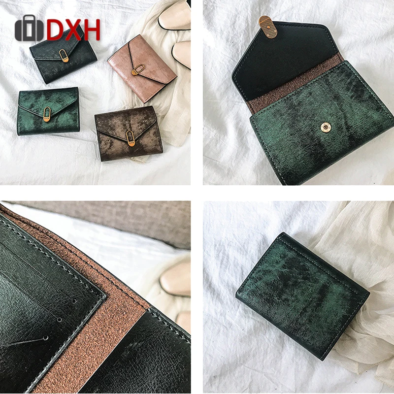 Модные новые женские кошельки 2019 короткие маленькие для наличных в стиле ретро с