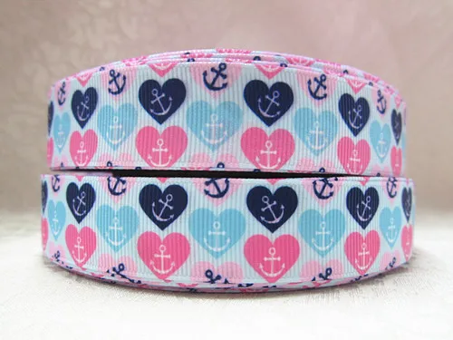 Wm 10 ярдов партия 7/8 дюймов 22 мм 14526023 якорь в сердце печатных grosgrain ленты | Дом и сад