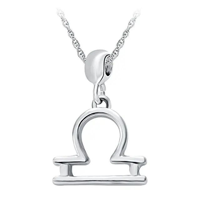 Libra Zodiac Sign Constellation Pendant Necklace Elegant Rhodium plated