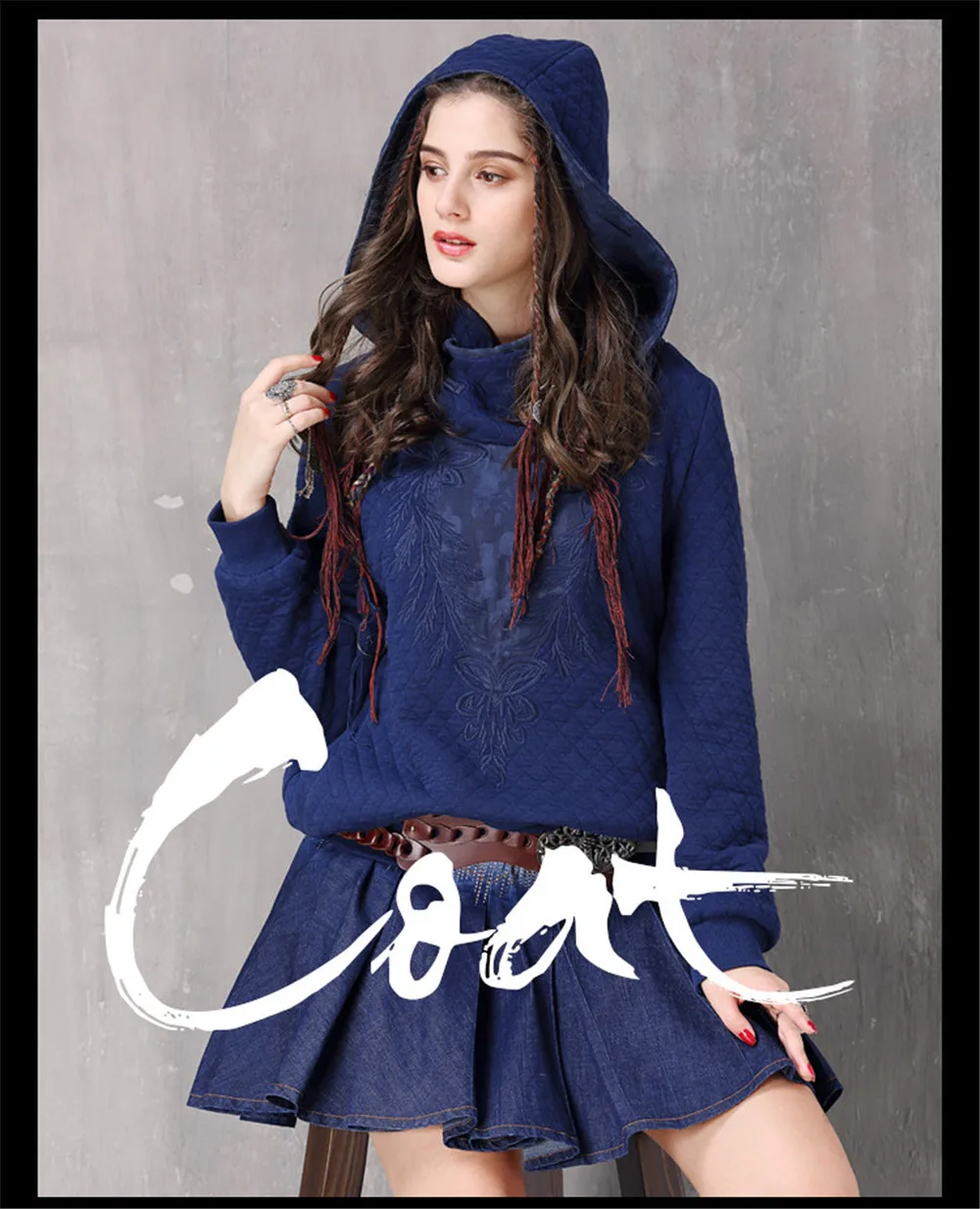 Vintage Thicken Women Hoodies Winter 2018 Spring Ethnic Embroidery Hooded Warm Long Sleeve All-match Pullover Knit Sweatshirt (1)