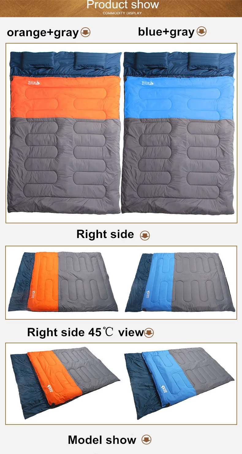 Sleeping Bag Couple with pillows outdoor camping indoor mat for lunch break portable Adult lover warm for four seasons (6)