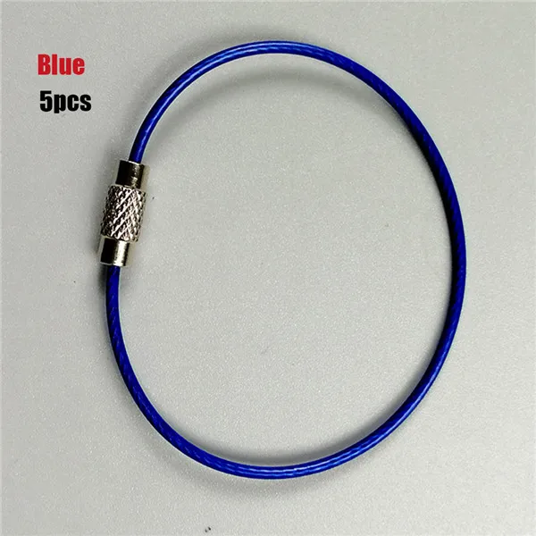 5 шт. 150 мм красочная цепочка для ключей из нержавеющей стали карабинный ключ держатель Открытый провод брелоки кабель Веревка Ключ для ремонта объективов брелок - Цвет: blue