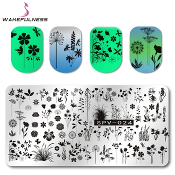 

1Pcs Dandelion Pattern Nail Stamping Template Plates Flowers Grass Image Rectangle Nail Art Stamp Plate Manicure Stencils Tool