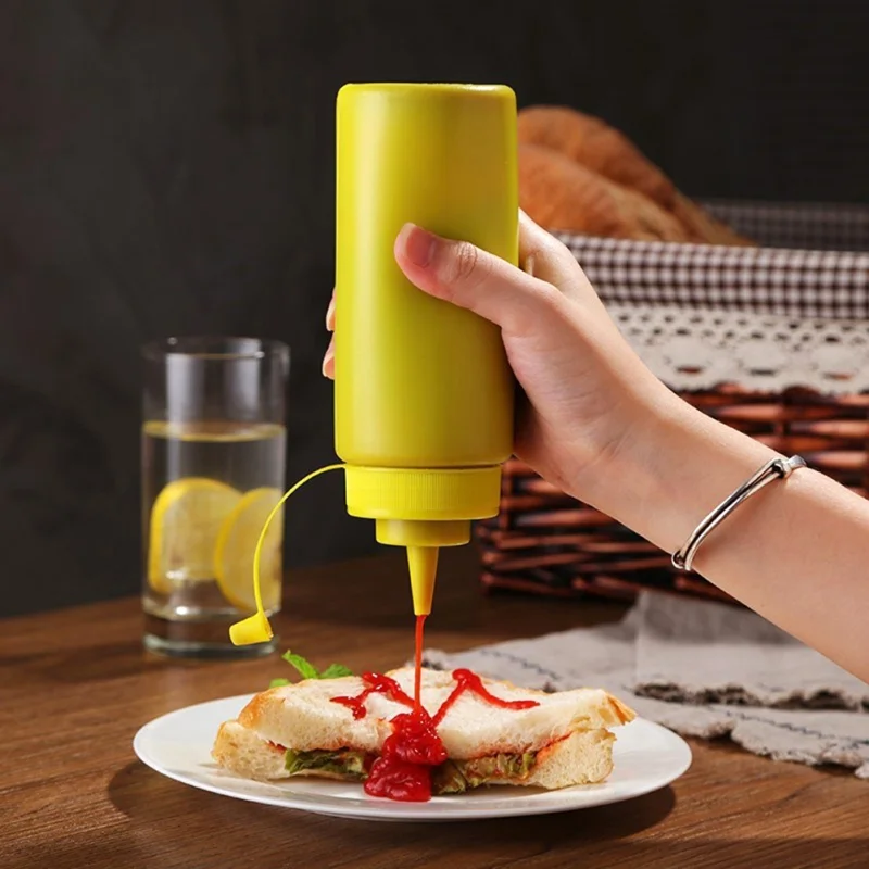 Kitchen Plastic Squeeze Bottle Condiment Dispenser For Sauce Vinegar Oil Ketchup Gravy Cruet Container Cooking Accessories