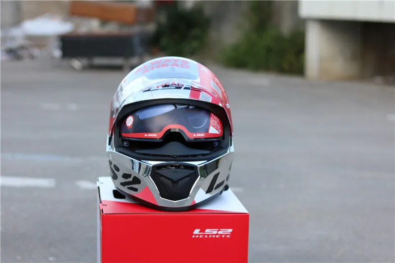 2017 New LS2 FF390 Breaker Chrome plated helmet Can be Wear glasses Full Face Motocycle helmet