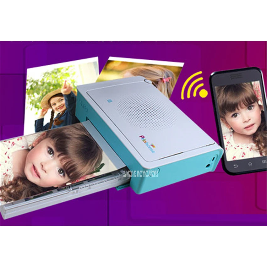 220V Portable Mini Pocket Photo Printer Wireless Bluetooth Support Android iOS Smartphone Color