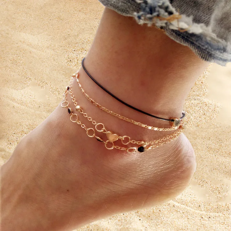 

Punk 2019 Fashion New Anklet Handmade Temperament New Women's Love Multi-layer Anklet Manufacturers Wholesale Sales