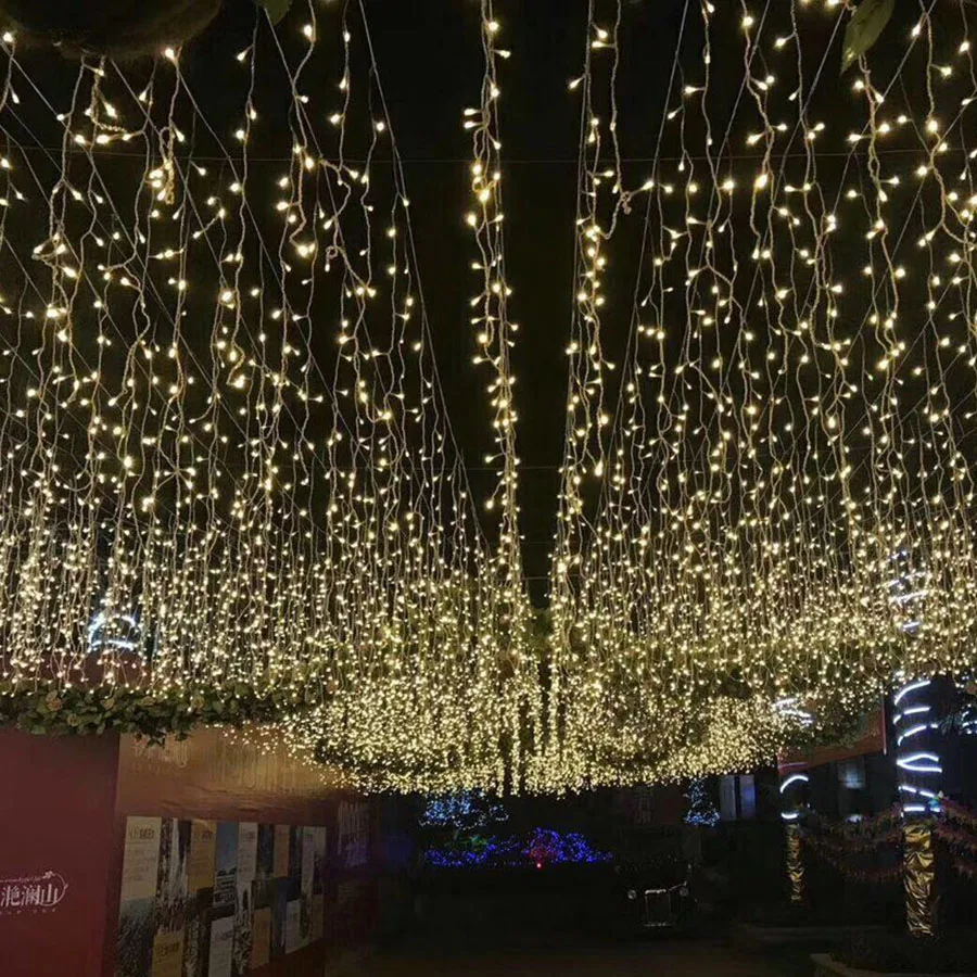 Holiday Lighting 4m*0.6m 220V Colorful Xmas illumination flash guirnalda luces Garden Curtain string led fairy christmas garland