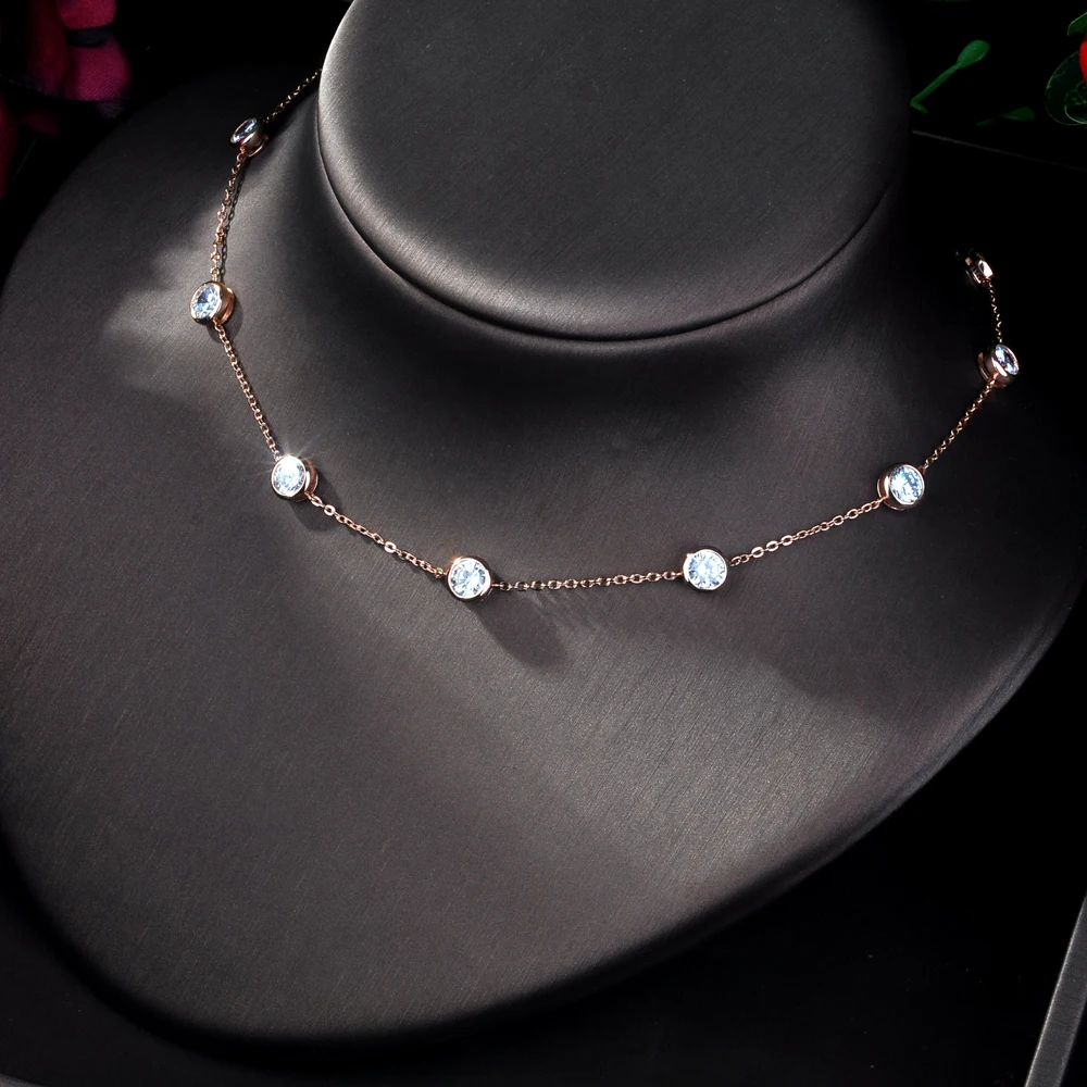 Hibrid элегантное круглое ожерелье с кулоном из Кубического циркония для невесты модное свадебное ювелирное изделие P03