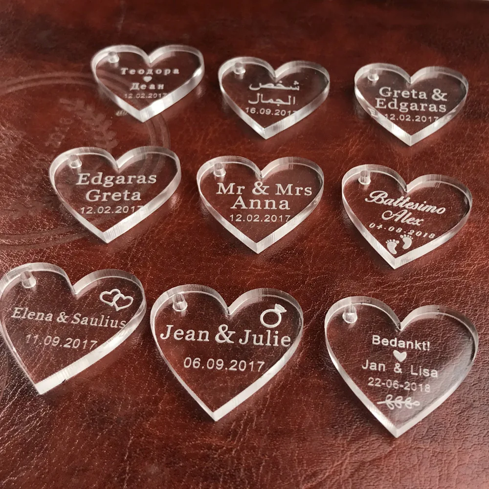 

Personalized Engraved Baby Baptism Love Heart Custom Wedding Table Decoration Favors Souvenirs Tags Event Party Centerpiece