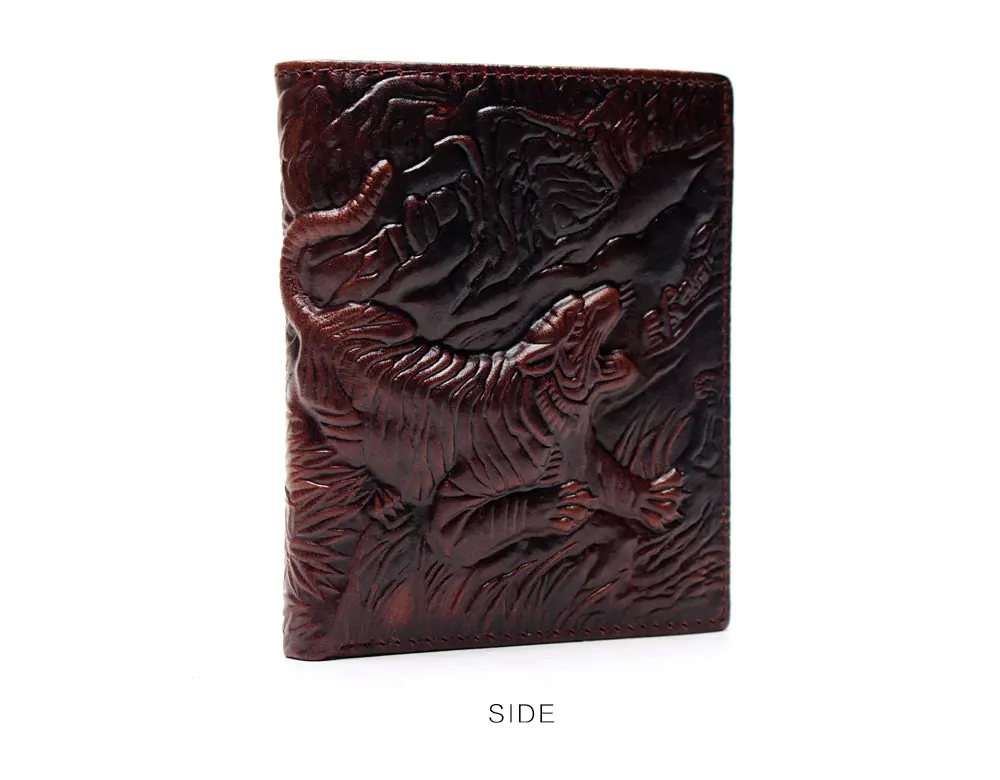 3D тигровый узор кошелек из натуральной кожи кошелек мужской бумажник мужской натуральная кожа кошелек Мужской Винтаж яловая сумка для