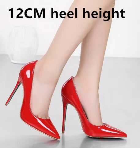 Брендовые туфли на высоком каблуке 12 см; женские туфли-лодочки на высоком каблуке; свадебные туфли; черные женские туфли на каблуке; женские туфли-лодочки на высоком каблуке; B-0159 - Цвет: Red 12cm heel