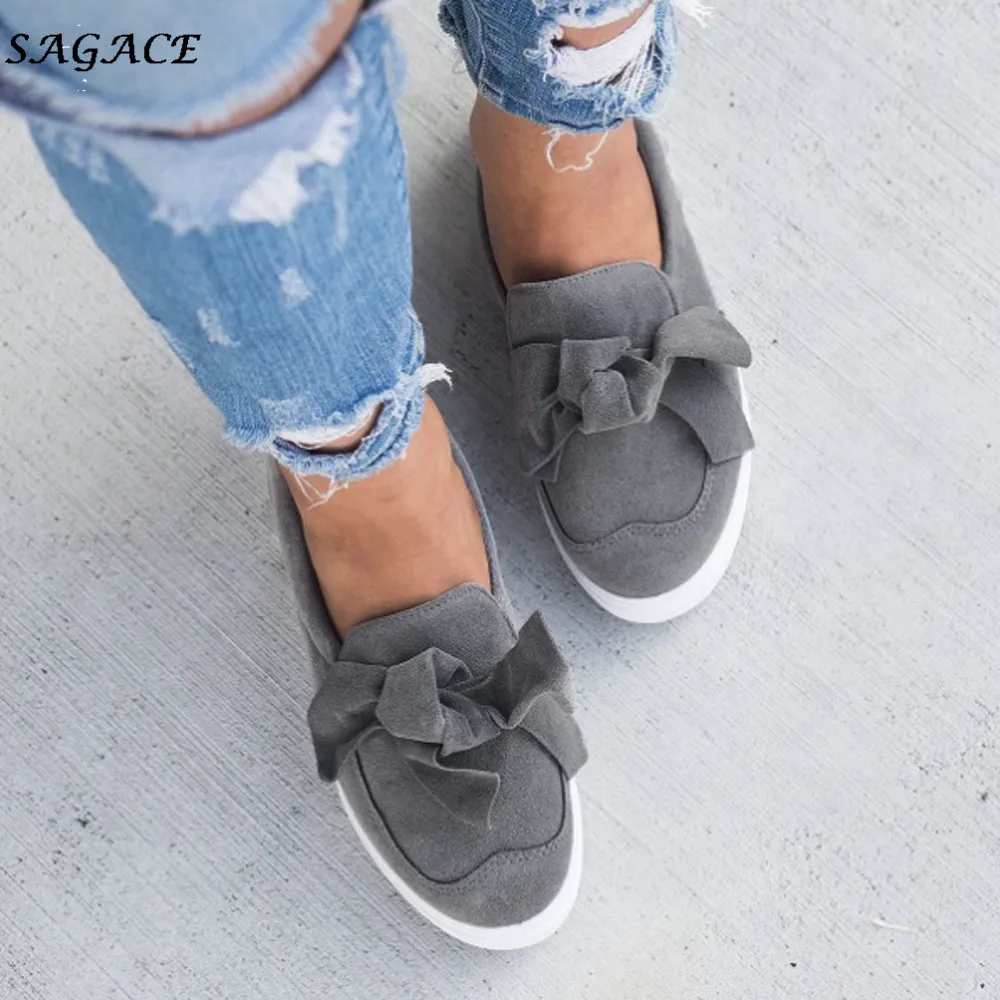 

CAGACE Shoes Women Bowknot Slip Autumn Shoes women Vintage Out Shoes Round Toe Platform Heel Buckle Strap Casual Shoes