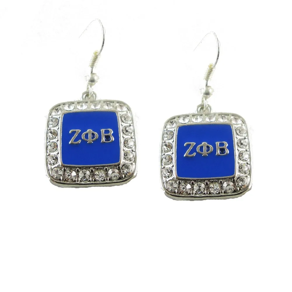 Zeta Phi Beta Sorority серьги кристалл серьги с буквами для zeta Phi beta 1 пара - Окраска металла: clear stone