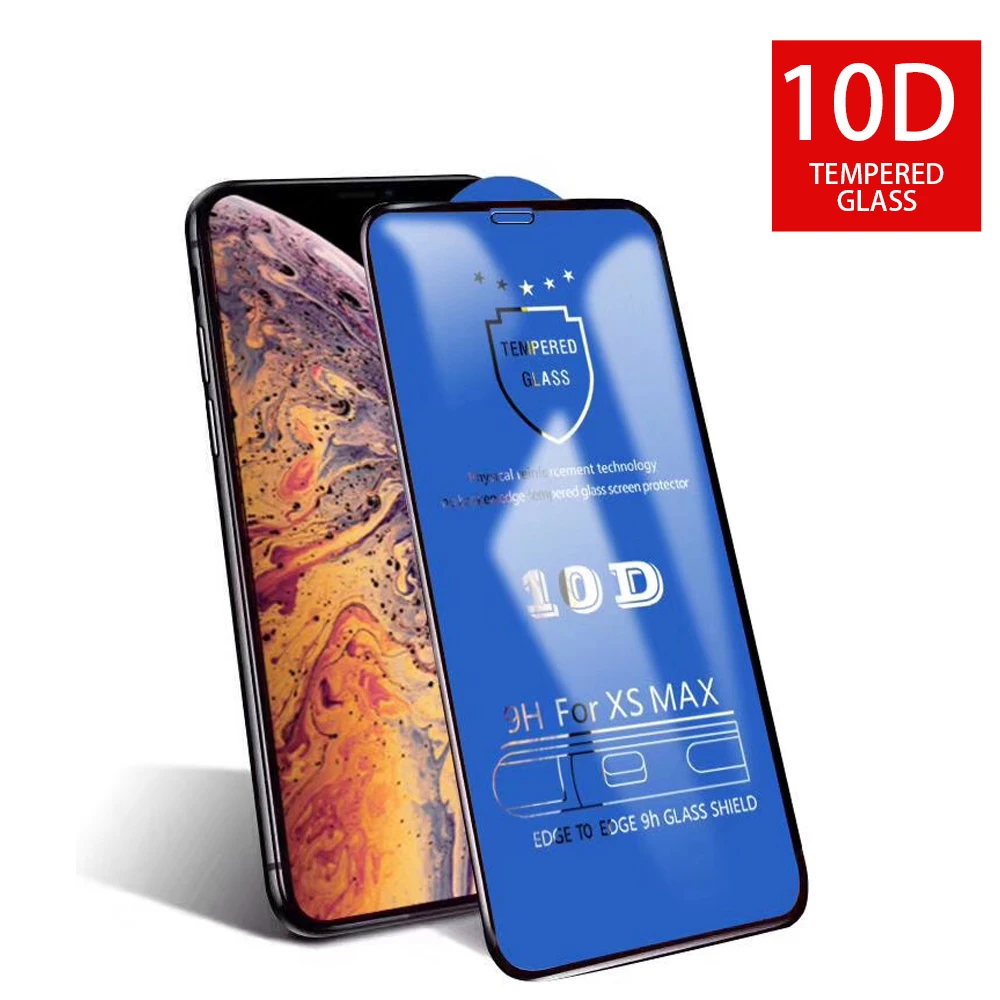 10D стекло для iPhone 7 8 6S 6G Plus защита экрана полное изогнутое Защитное X XS Max XR