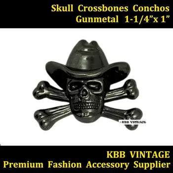 

(KB701) 10pc 1-1/4'' Western Skull Concho Leathercraft Gunmetal