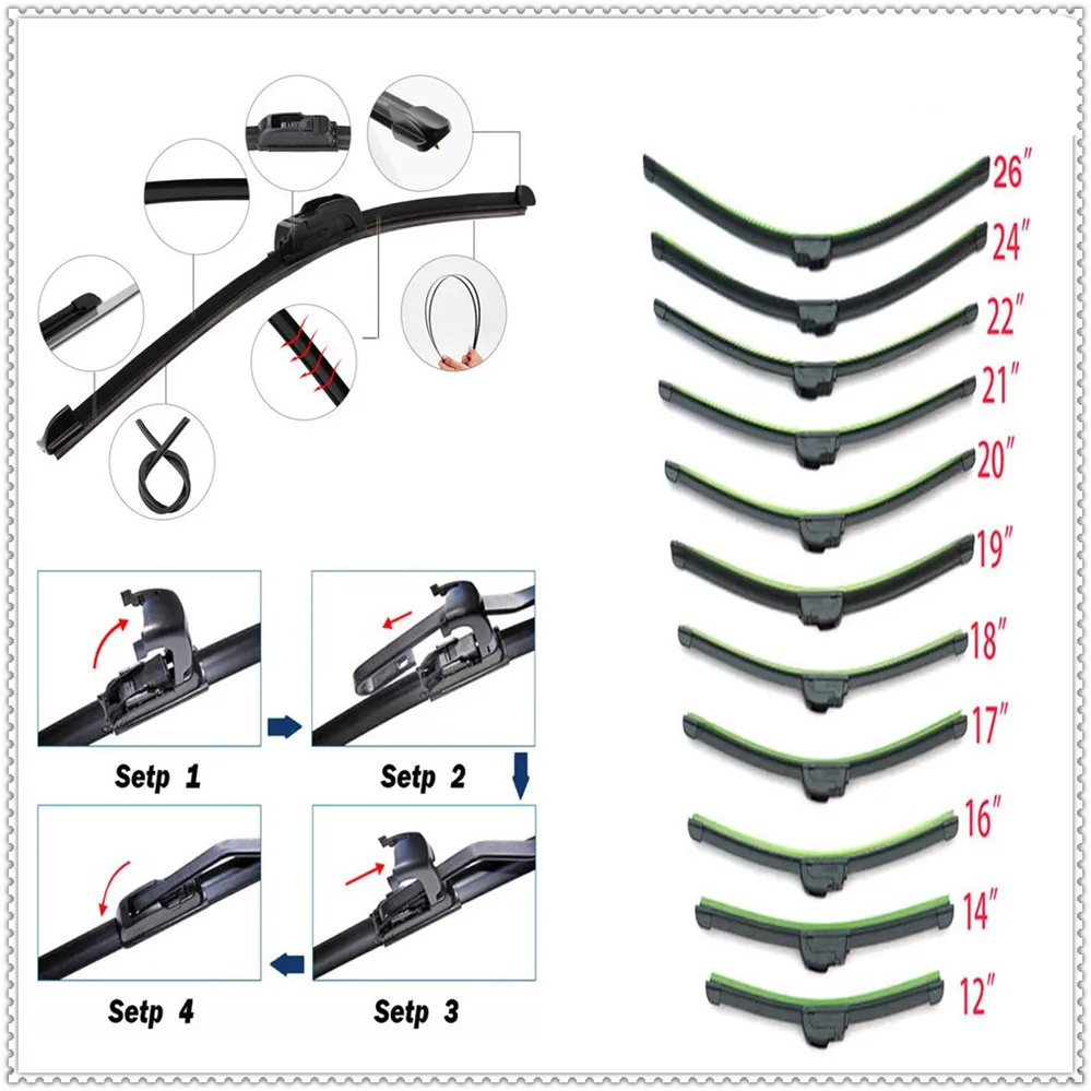 

Car auto Frameless Bracketless refill Rubber Wiper Blade for Fiat Croma Linea Ulysse Oltre 600 1200 520 20-30 16-20