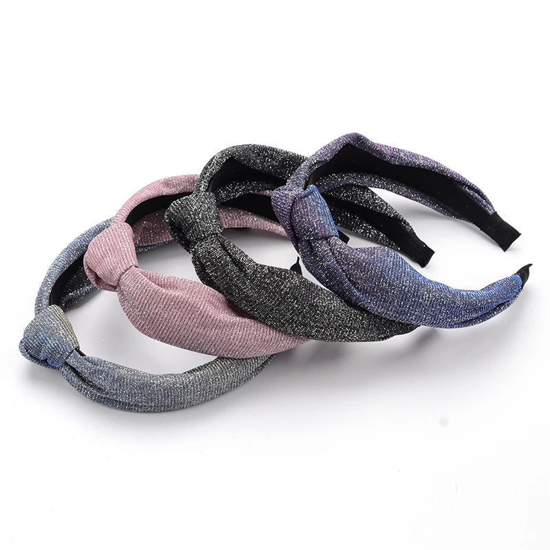 

Women Sequin Hairbands Glitter Hair Band Vintage Wide Knitting Twisted Knotted Headband Headwear Party Hair Accessories