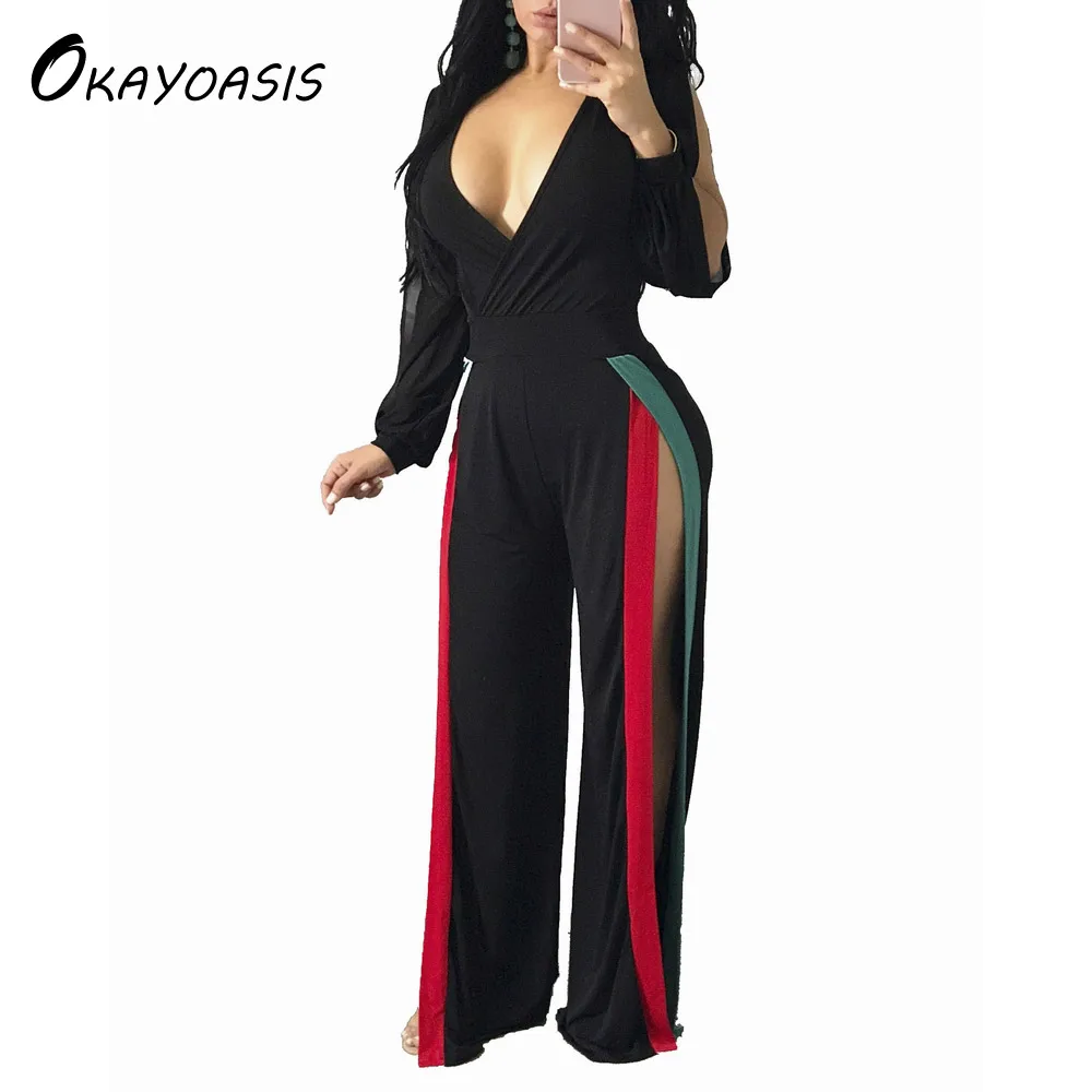 OKAYOASIS Wholesale Summer Jumpsuits 2017 One Piece Pants Elegant Long
