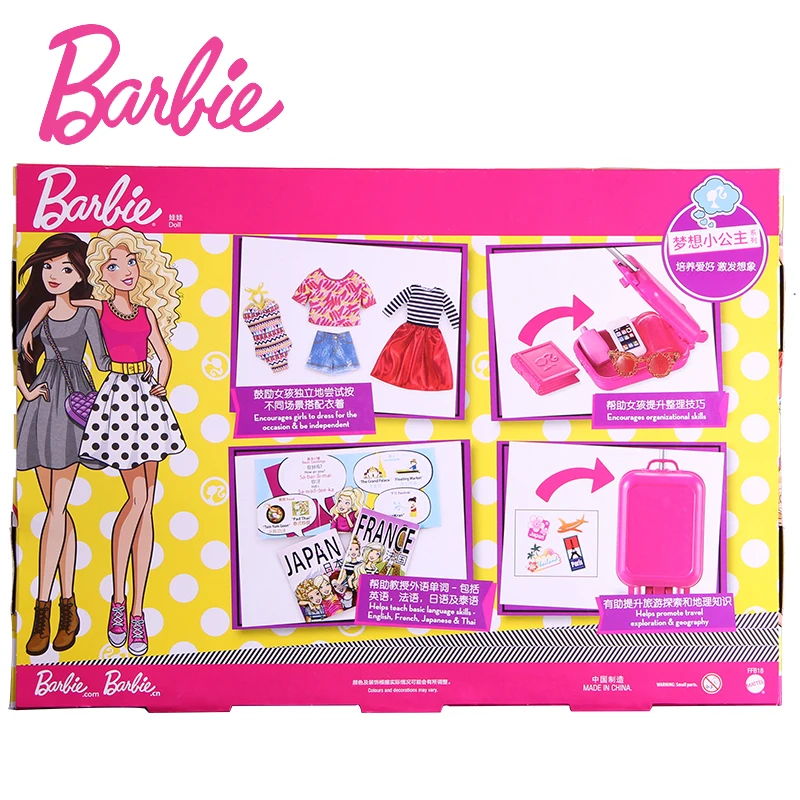 Barbie Authorize Brand Travel Style Barbie Girl Pretend Funny Dolls Toy For Christmas Day Gift Barbie Boneca FFB18