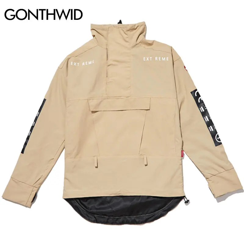 GONTHWID Curved Hem Turtleneck Pullover Jackets Mens 2017