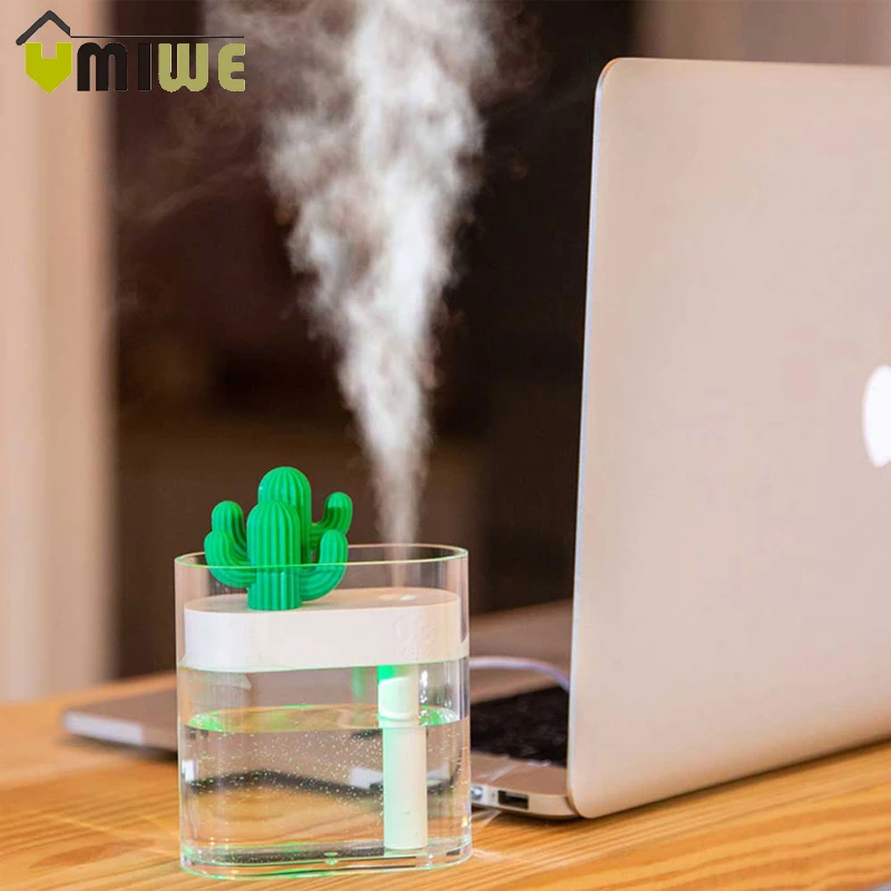 

160ML Cactus Ultrasonic Air Humidifier USB Essential Oil Diffuser Car Purifier Aroma Diffusor Anion Mist Maker for Home Office