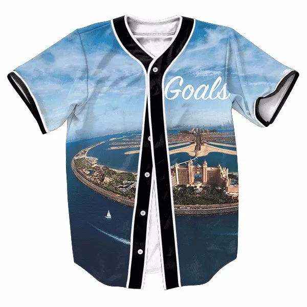 US Size Beach City Jersey Streetwear Button Overshirt Mens Hip Hop Tees