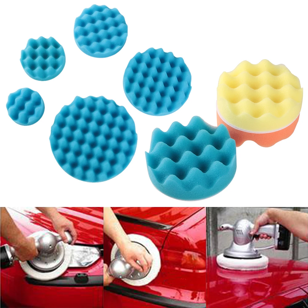 

4Pcs/set 3/4/5/6/7 Inch Buffing Sponge Polishing Pad Waxing Sponge Foam Pads Kit For Car Polisher Wax Paint Care Tool