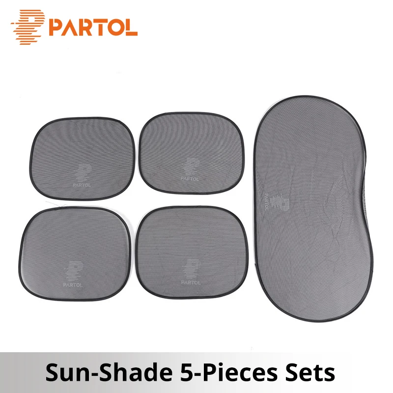 

Partol Black Gauze Portable Car Windows Sunshades Automobile Back Windows Protective Sun Shade Sunlight Protection Cover 5pcs