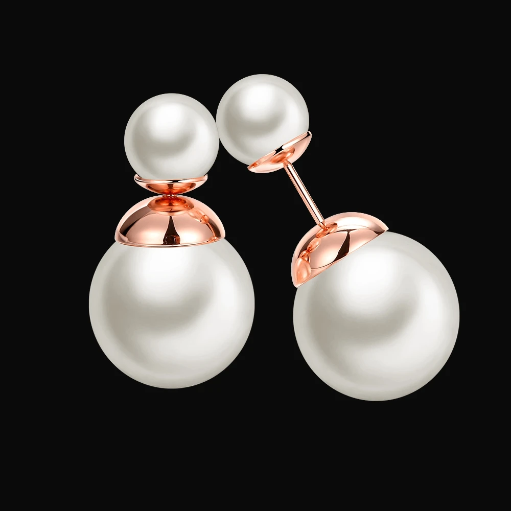 Женские серьги гвоздики с жемчугом под розовое золото и серебро|pearl stud earrings|fashion
