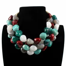 Новинка, богемское короткое ожерелье, многослойное ожерелье из камней правильной геометрической формы, короткое ожерелье из смолы, женское модное этническое ожерелье в стиле бохо
