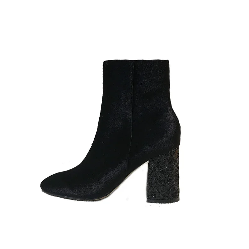 Mince Cheville Stretch Bottes Picture Chaussures Sexy As Sur Talon Talons Boot Slip Femmes Hauts Glitter Automne Tissu Courtes Picture Épais as b76Yfgy