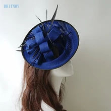 BRITNRY/Высококачественная Свадебная шляпка ручной работы, цвета фуксии, голубой вуалет, вечерние головные уборы, элегантные женские свадебные аксессуары