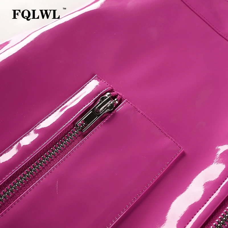 FQLWL ПВХ искусственная кожа юбка для женщин карман на молнии облегающая мини латексная юбка блестки белый черный сексуальный клуб Скейтер летняя юбка карандаш