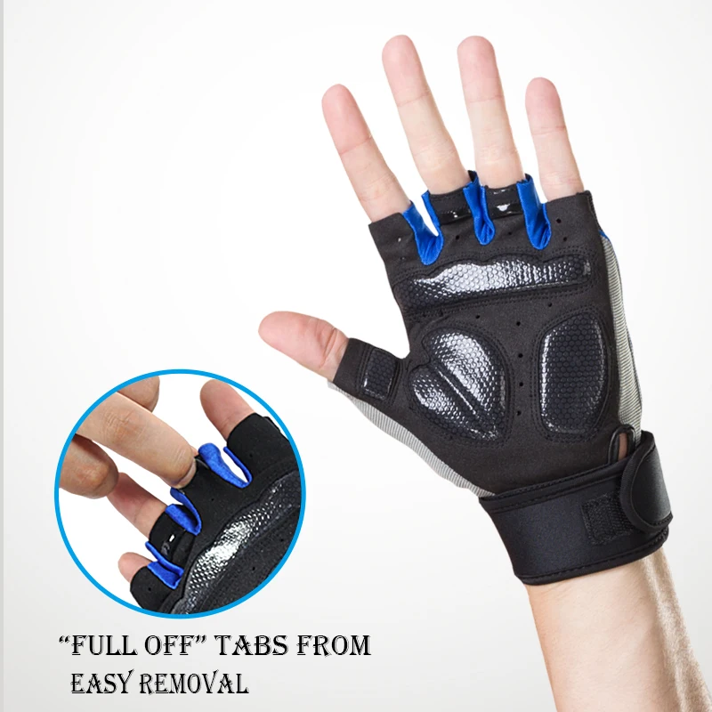 Перчатки для спортзала с полупальцами, синие спортивные дышащие перчатки для тяжелой атлетики, Перчатки для фитнеса, мужские и женские перчатки для бодибилдинга, тренажерного зала