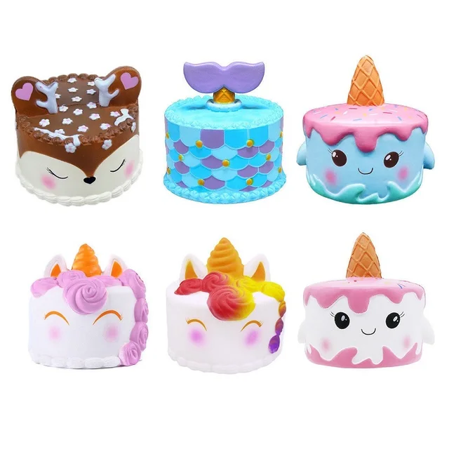 12CM Jumbo Squishy Cute Unicorn Cake Mermaid Whale Deer Cake Squishies Slow Rising Cream Scented Squeeze Toy Phone Strap Decors