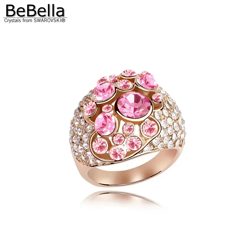 Кольцо с кристаллом BeBella позолоченное кольцо австрийскими кристаллами Swarovski для