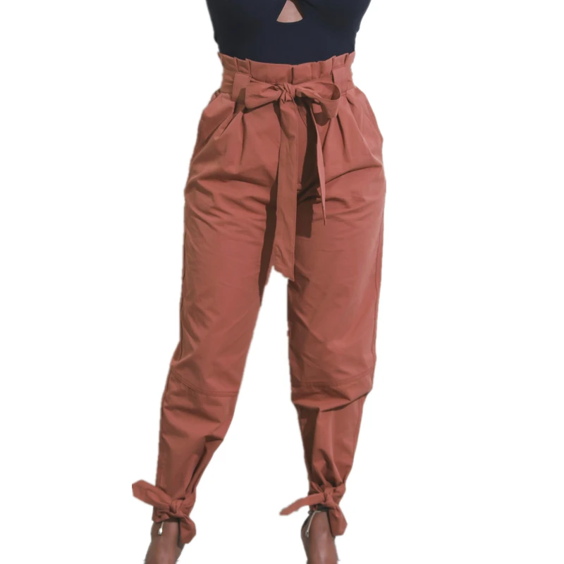 Harem Pants Loose bow ruffle women pant Summer casual belt high waist solid women trousers Steetwear fitness female pants bottom Harem Pants Loose bow ruffle women pant Summer casual belt high waist solid women trousers Steetwear fitness female pants bottom