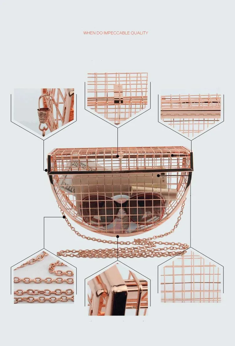 HOCODO, новинка, металлическая полукруглая открытая вечерняя сумка, женская сумка через плечо, сумка-мессенджер на цепочке, вечерняя сумка, индивидуальная мини-сумка в клетку