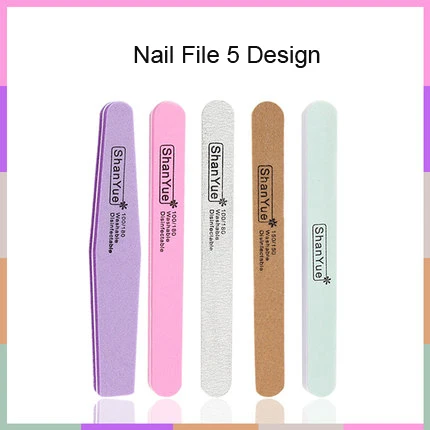 

5pcs/lot MIX Nail File 100or180/180 Acrylic UV Gel Curved Mail Nail Files Buffer Buffing Manicure Set Beauty Tools Free Shipping