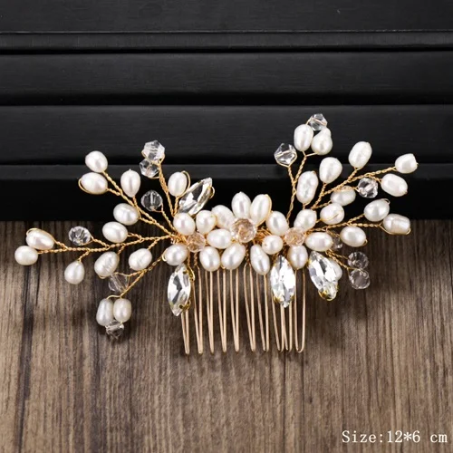 Bridal Pearl Hair Comb Wedding Accessories Rhinestone Flower Wedding Hair Comb Jewelry Wedding Hair Ornaments Bridal Headdress FS151