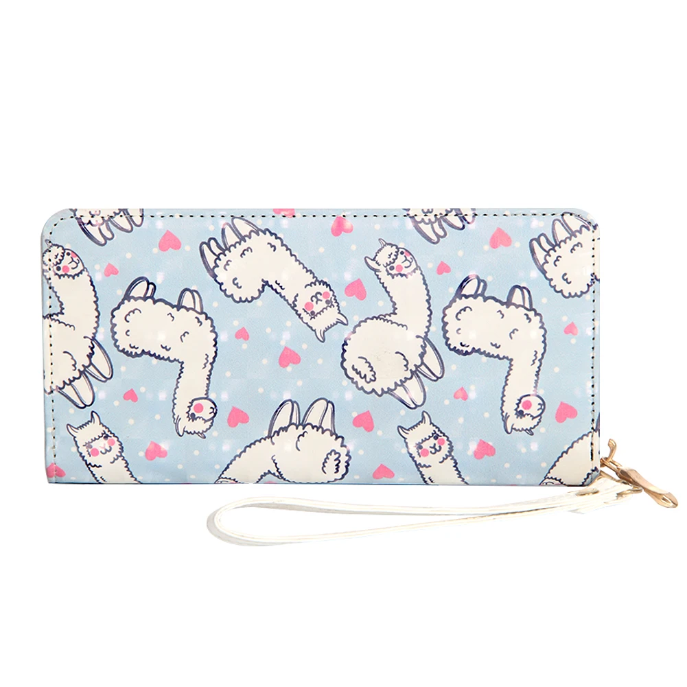 

Alpaca Cute Animal Printed Long Wallet for Women Lovely Cards Phone Holders Ladies Zipper Coin Purses Girls Daily Wallets