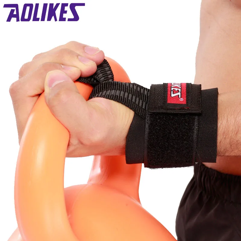 AOLIKES 1 Pair Gym Sport Wristband Fitness Dumbbells Training Wrist Support Straps Wraps With Hand Power Bands Horizontal Bar