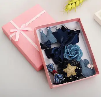 

10PCs/lot Baby Girls BowKnot Hair Pins Headwear Girl Hair Accessories Bling Star Crown Hair Clip Jean Flower Hairpin