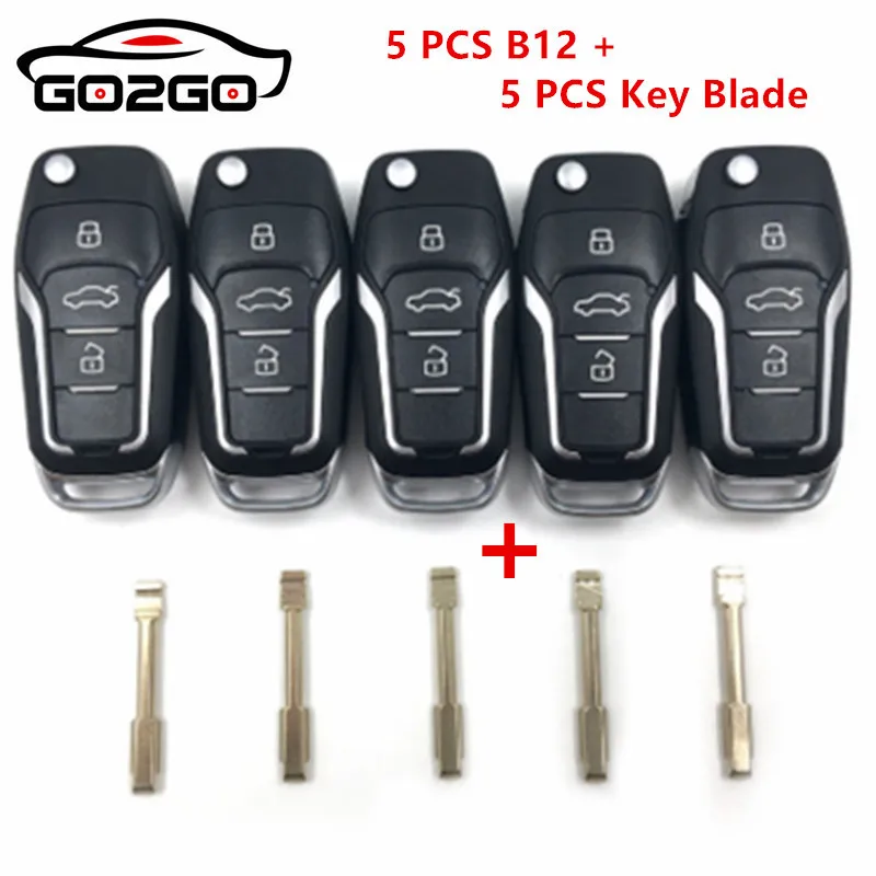 

Hot KEYDIY 5pcs New Original KD900 B Series Remote Control KD B12-3/4 With 5pcs Car Key Blade NO.38/90 For Ford Focus Modeo
