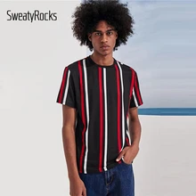 SweatyRocks, мужская полосатая футболка с коротким рукавом, уличная одежда, мужские футболки, мода, летние повседневные мужские футболки и топы